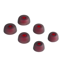 Premium Silicone Ear Tips - Universal Fit (6-Pack) - M-3Pairs (Black and red)