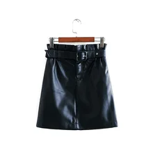 Женская шикарная мини-юбка из искусственной кожи, летняя, короткая, зеленая, мини-юбка, сексуальная, с ремнем, на молнии, тонкая, винтажная, уличная, повседневная, юбки, mujer