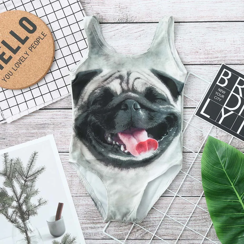 

Swimwear for teenagers Toddler Spoof Sleeveless Puppy 3D Digital Printed Swimsuit Swimsuit Beach Romper Clothes L1206