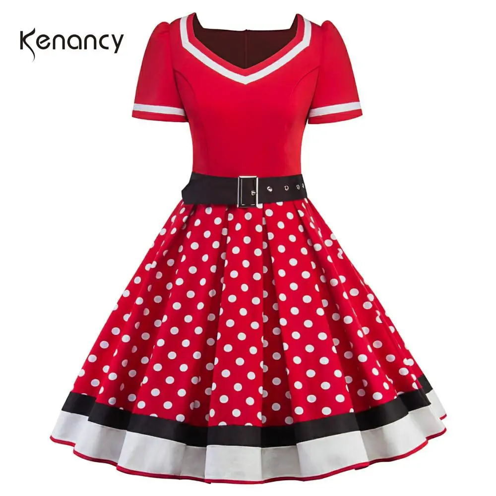 Женское винтажное платье с принтом в горошек на молнии | Женская одежда