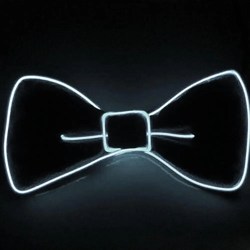 White Tie Модный мужской светодиодный EL галстук на проволоке, светящийся Неоновый мигающий светильник, галстук-бабочка для клуба, косплей, вечерние украшения - Цвет: White Tie