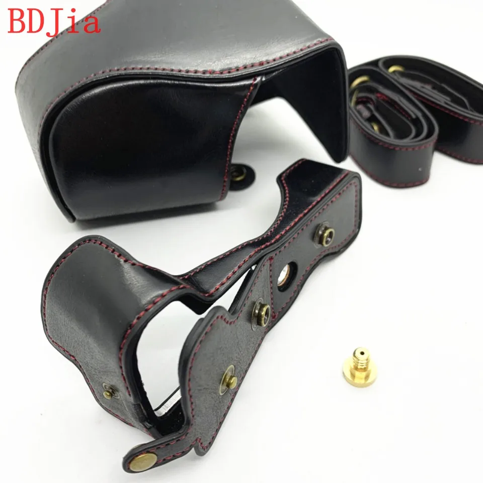 Luxury Leather Camera Case For Canon EOS M6II M6 MarkII Digital Camera PU Leather Camera Bag Cover With Battery Opening+strap