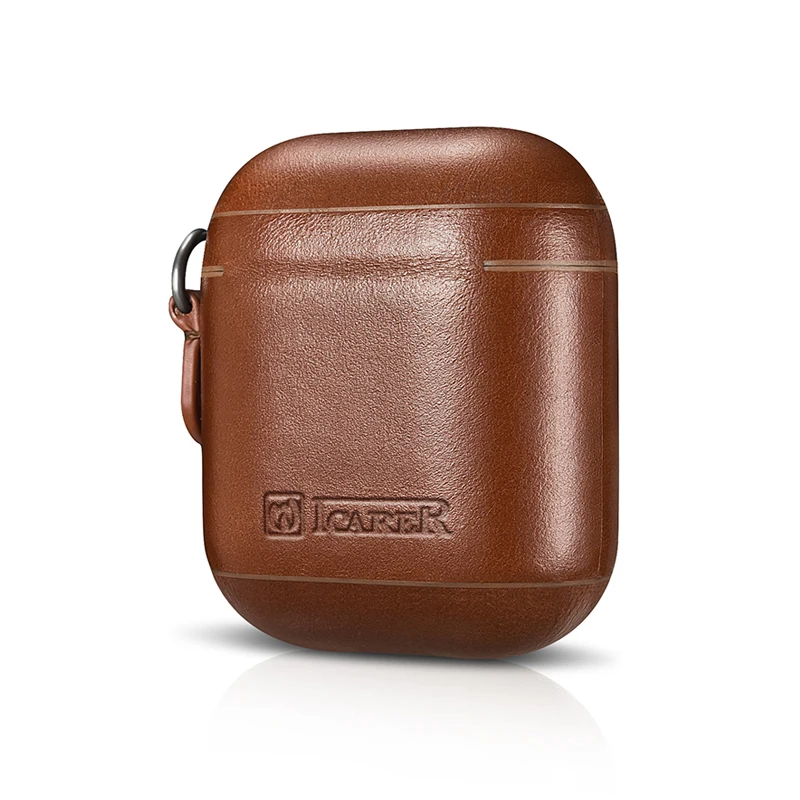 Cowhide Genuine Leather Headphone Case Strap Portable Buckle Bag Cover for Apple Airpods iPhone Bluetooth Earphone Case Boxes
