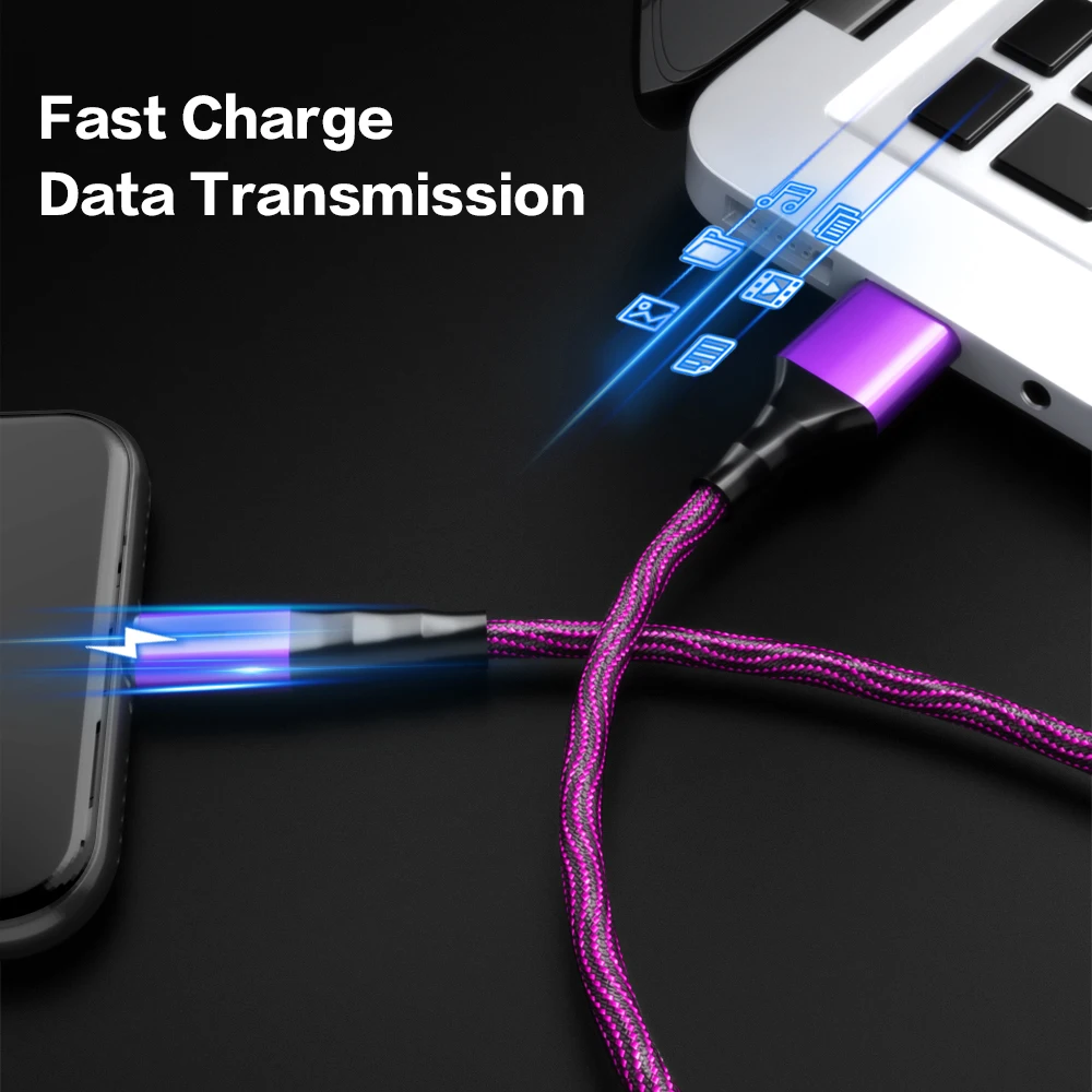 Smart Power Off Micro USB Cable 3A Nylon Fast Charge USB Data Cable for Samsung Xiaomi 4