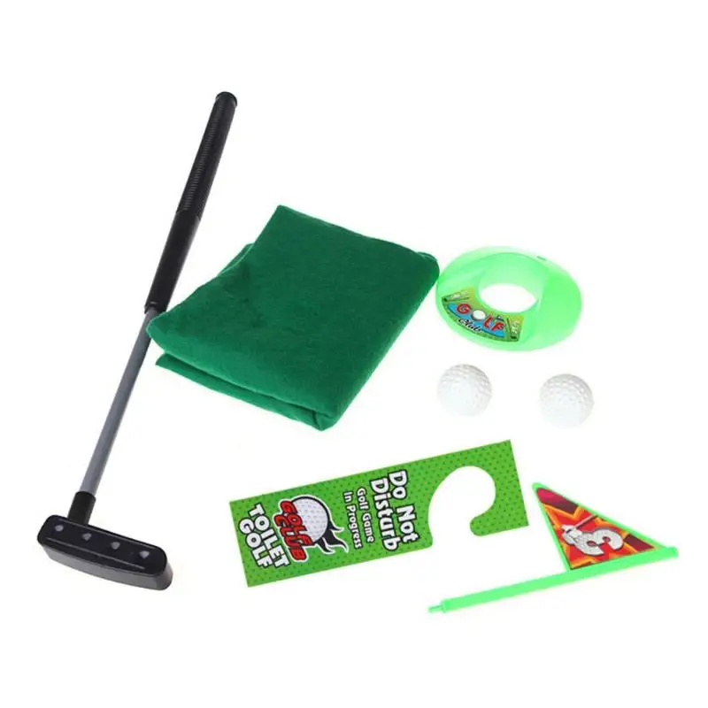 Мини-гольф горшок шпаттер игра туалет ванная Мужская игрушка Новинка подарок положить зеленый Гольф флаг с мячом палка