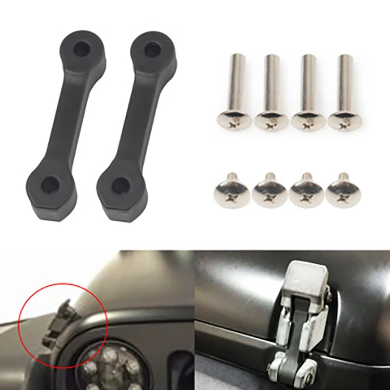 Black Hood Latch Upgrade Kit Stops Shake Rattle Fits for Jeep Wrangler