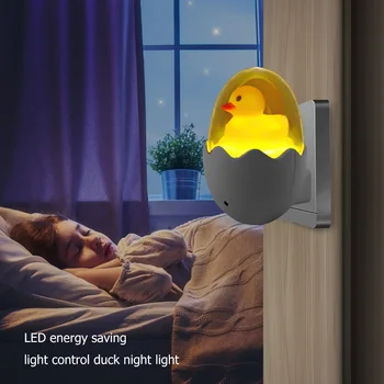 

LED Energy Saving Light Control Wall Socket Lamp Cute Duck Light Intelligent Night Light Corridor Bathroom for Kids Gifts