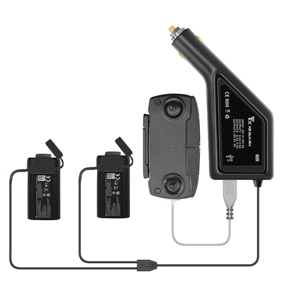 Buy Car Charger Vehicle Outdoor Fast Multi Charging Battery Remote Control Power Charger Hub USB Port For DJI Mavic Mini Accessories