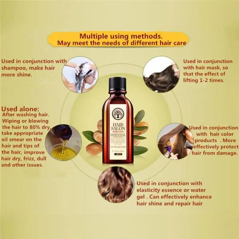 Morocco Argan Nut Hair Care Essential Oil Nourish Scalp Repair Dry Damage Hair Treatment Glycerol Hairdressing Oil 60ml
