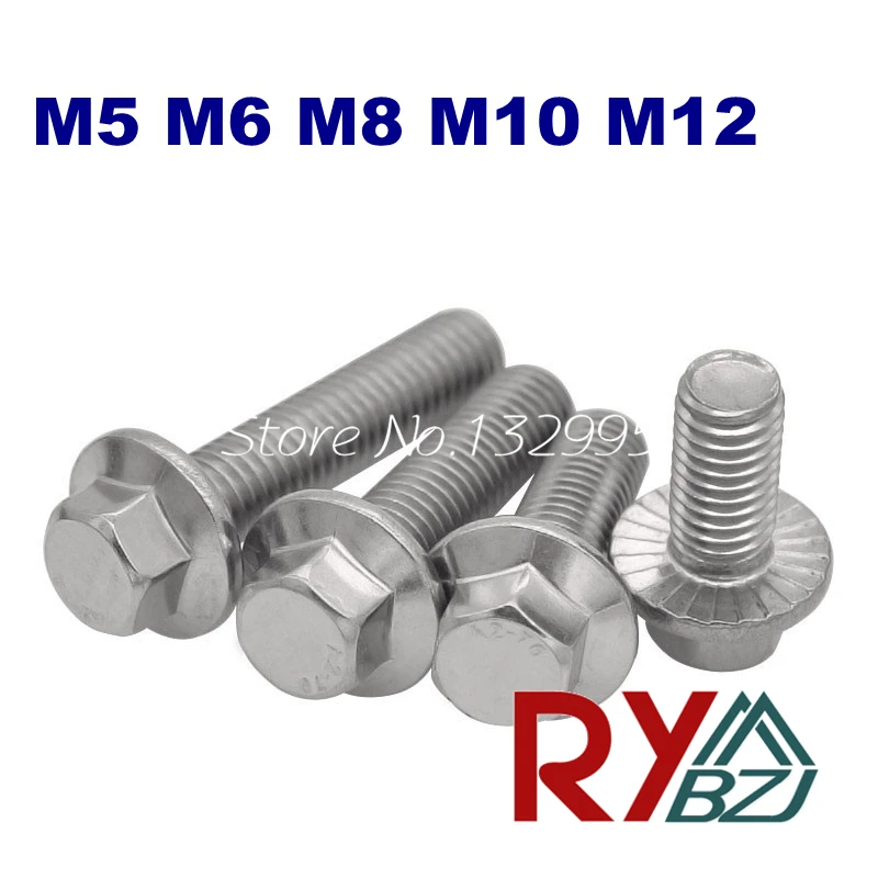 Serrated Flange Bolts Flanged Screws M8 M10 M12 A2 304 Stainless Steel