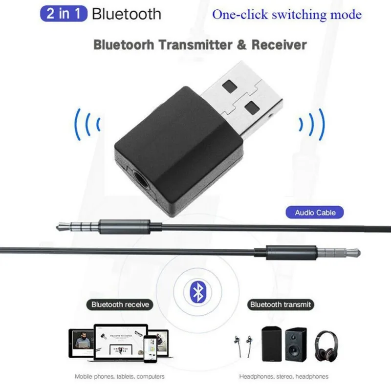 Беспроводной адаптер 2 в 1 Bluetooth аудио приемник передатчик с Cabe Мини AUX USB 3 5 мм Jack