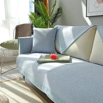 

1 Piece Cotton Linen Fabric Sofa Cover Modern Style Soft Slip Solid Color Couch Cover Slipcover Seat Sofa Towel for Living Room