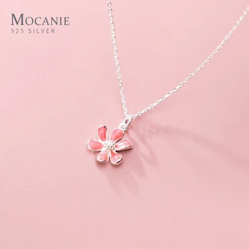 

Mocanie Romantic 925 Sterling Silver Sweet Cute Pink Cherry Plum Blossoms Flower Pendant Necklace for Women Fine Jewelry Gift