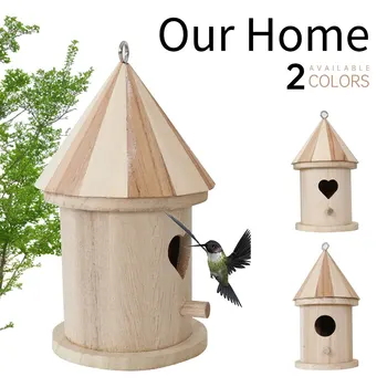 

New Wooden Nesting Nest Box Bird Cage House Small Birds Blue Tit Wren
