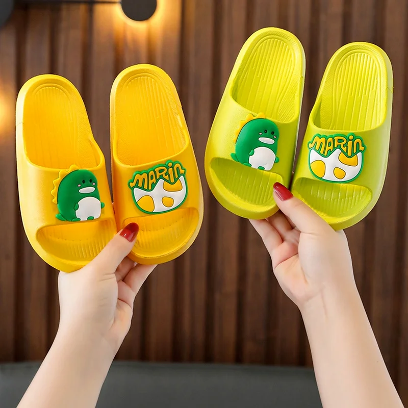 Cute Baby Dinosaur Children Slippers Soft Sole Non-Slip Comfort Home Indoor Shoes Boys Girls Light Bathroom Shoes for Kid Casual cartoon dinosaur children clogs summer comfort light non slip outdoor sandals anti collision toe slip on kids shoes beach shoes