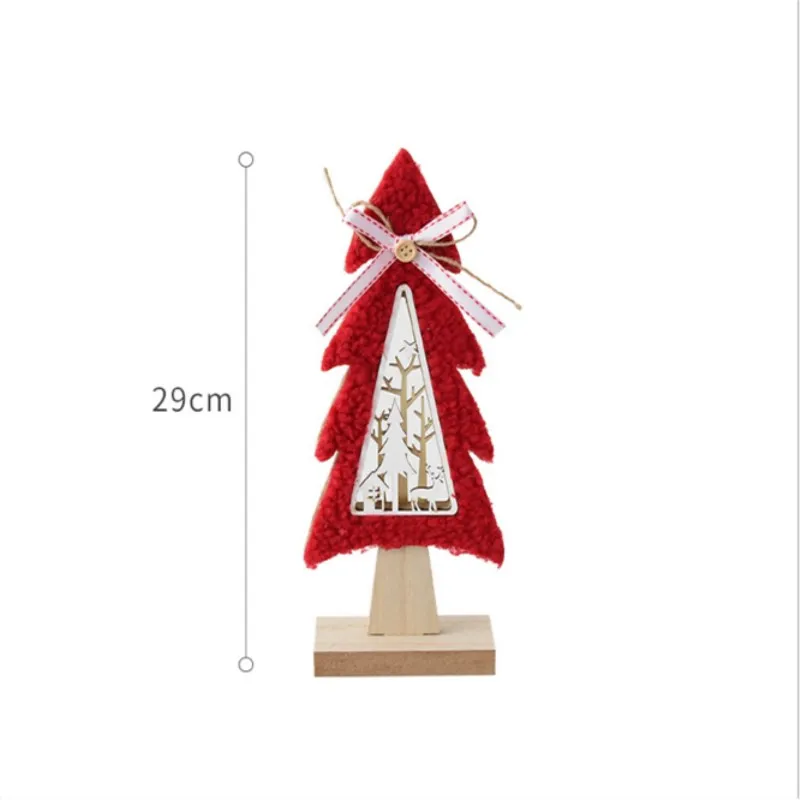 Small Red Мини-деревянные украшения для рождественской елки из шерстяного войлока, рождественские украшения для домашнего рабочего стола, декор в скандинавском стиле, вечерние принадлежности для фестиваля - Цвет: Small Red
