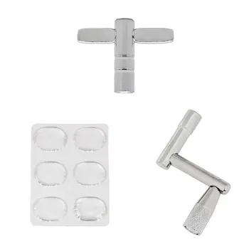 

Drum Tool Set 6 Pcs Transparent Silicone Drum Mute Pad with Key Drum Wrench and Z-Shaped Drum Wrench Drum Accessories Instrument