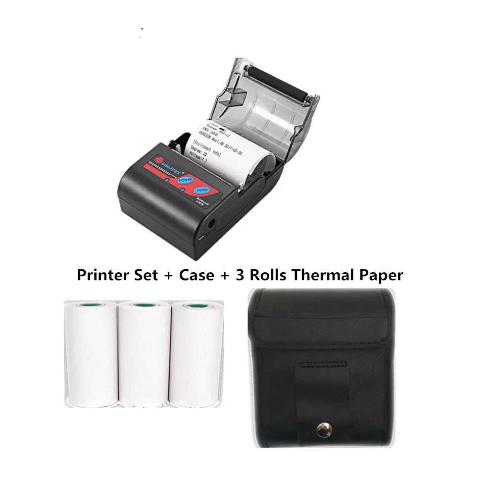 Add Case Paper HOT-Goojprt Mtp-Ii 58 мм Bluetooth термопринтер портативный беспроводной чековый аппарат для Windows Android Ios Eu Plug - Цвет: Add Case Paper
