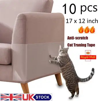 

10pc 17"X12"Cat Scratching Tape Deterrent Anti Scratch Durable Sticker Clear Carpet Sofa Protection Furniture Pet Training Seats