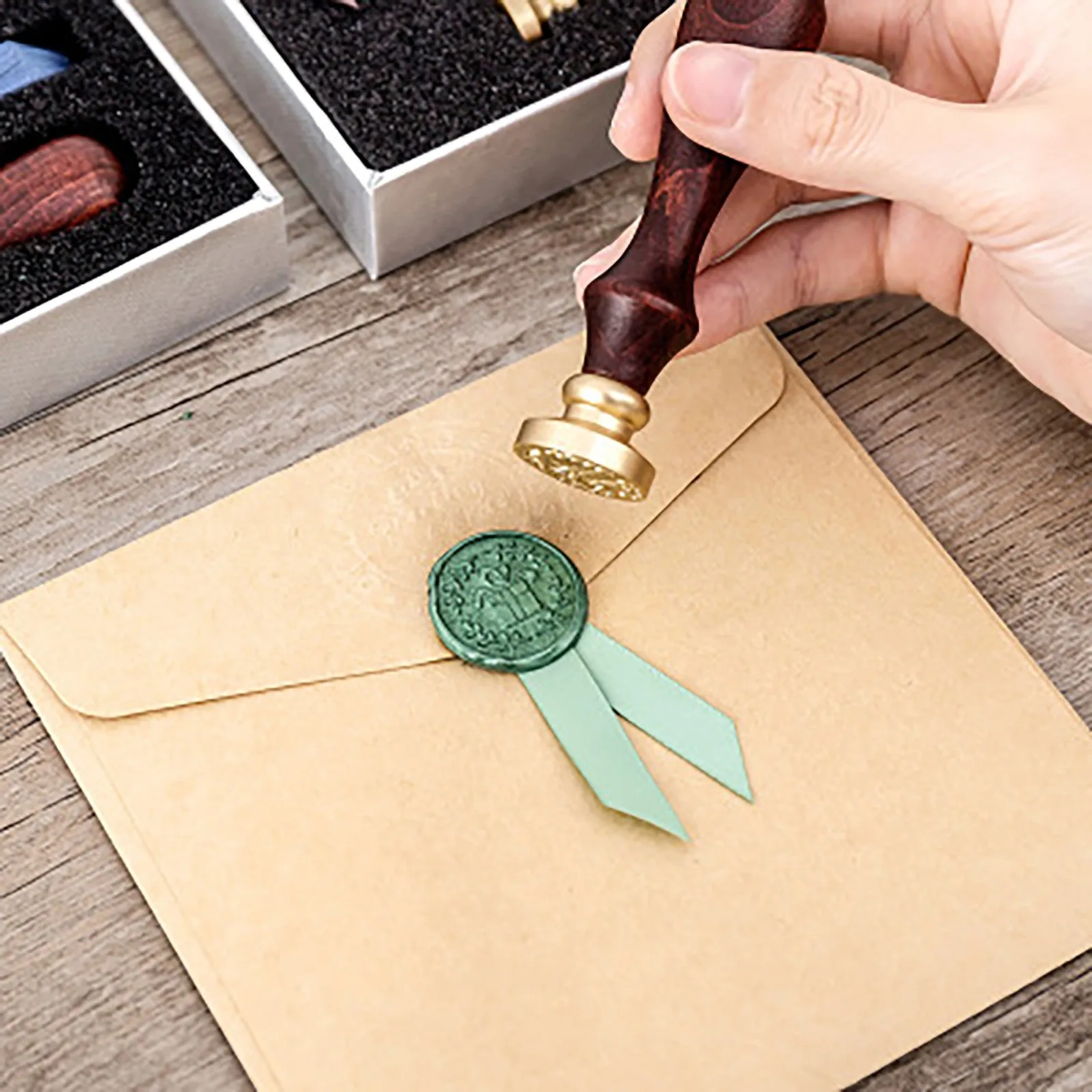 Retro Wax Seal Stamp Sealing Wax Seal Set Love Heart Wood Stamp Kits Replace Coppers Head Sollos Stempel Tools Post Decor 5G