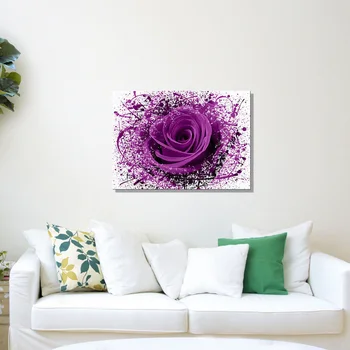 

Canvas Oil Paintings 40*60cm/50*70cm Craft Hanging Floral Purple Rose Flower Art Bar Office Home Ornament Wall Decor