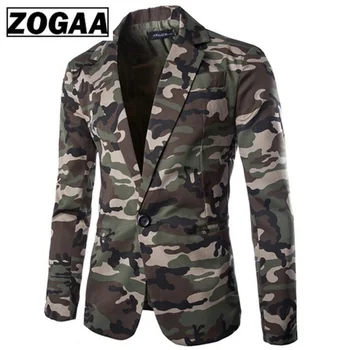 

ZOGAA Brand new men's blazer camouflage pure cotton regular blazer men slim fit single-breasted mens suit jacket casual coat