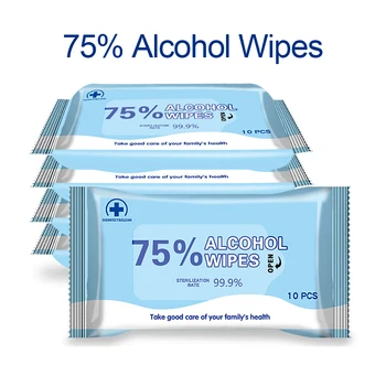 

5 Packs Disposable Sterilization Disinfection Alcohol Wet Wipes Tissue Phone Jewelry Hand Sanitizing Paper Towels