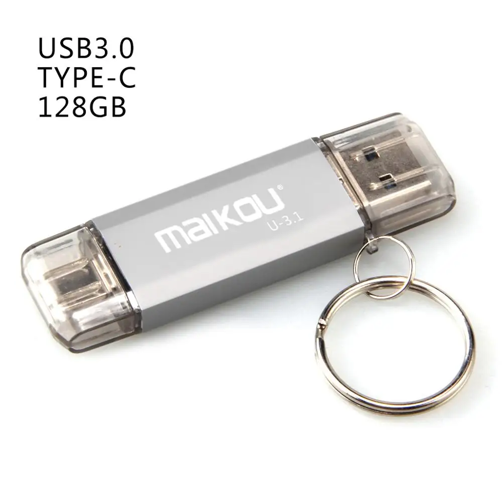 Maikou новейший 2в1 USB3.0 type-c usb флеш-накопитель USB3.0 OTG type-C 128GB - Цвет: Silver