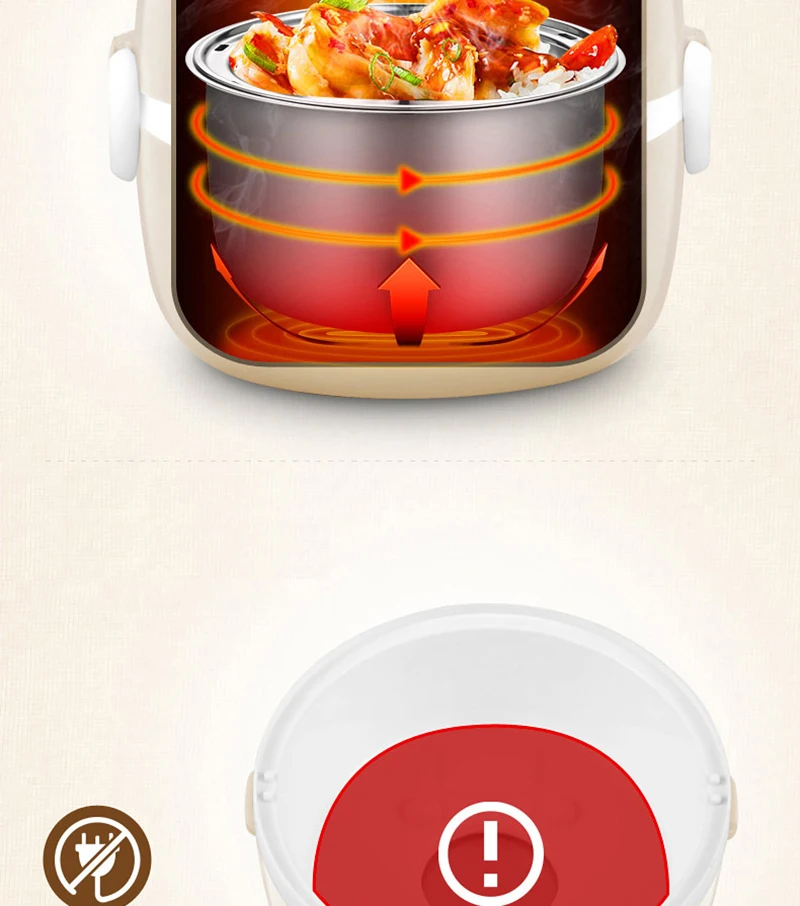 Electric lunch box double stainless steel liner heating lunch box hot rice plug in electric heating lunch box steaming rice20
