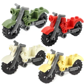 

Racing Motorcycle Model 4pcs Military Vehicles Parts Compatible City SWAT Police Figures DIY Building Blocks Kids Toys Gift