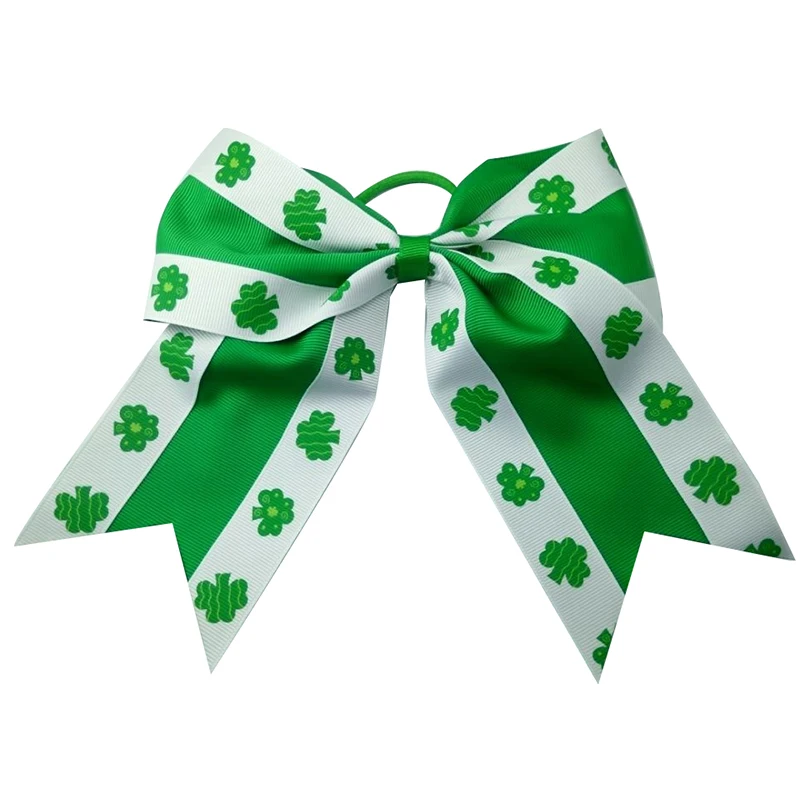 Adogirl Boutique RibbonFour-leaf Клевер принт бант для волос Эластичные ободки для девочек аксессуары для волос ручной работы Scrunchie