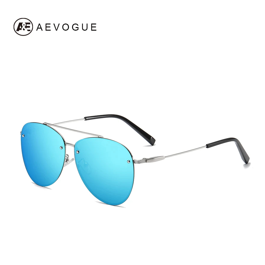AEVOGUE Новые солнцезащитные очки пилота для мужчин и женщин с двумя лучями поляризованные линзы океана унисекс модные солнцезащитные очки для вождения UV400 AE0768 - Цвет линз: Bright Silver Blue