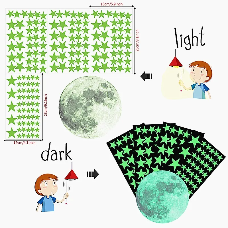 Новинка 2020 светящаяся в темноте Настенная Наклейка горошек со звездами для