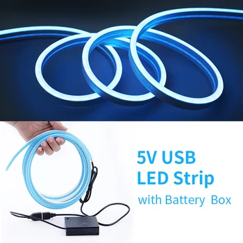 

DC5V USB LED Strip With Battery Box 2835 LED Light Flexible White Warm For Neon Sign TV Background Lighting Night light