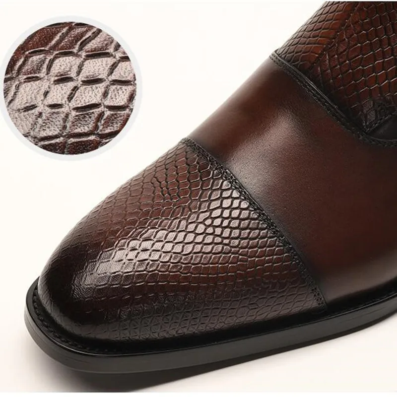 EPHER/мужские ботинки; Ботинки Челси из натуральной кожи; броги; повседневные ботинки с ремешком на щиколотке; ботинки с тиснением