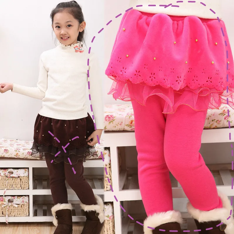 Fuchsia thin Детская одежда для девочек, уплотненная юбка-брюки из двух предметов - Цвет: Fuchsia thin