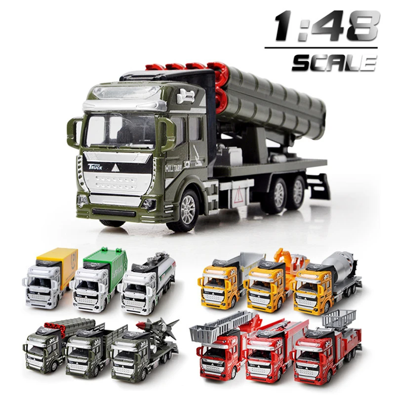 19CM 3 Pcs/Set Military Truck Toy Models 1:48 Scale Alloy Diecasts & Toys Vehicles Pull Back Car Toy Birthday Gift for Boys Y046