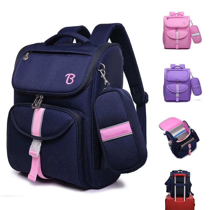 

Large-Volume CHILDREN'S Rucksack Foldable One-piece Spine-Backpack College Style Schoolbag for Elementary School Students
