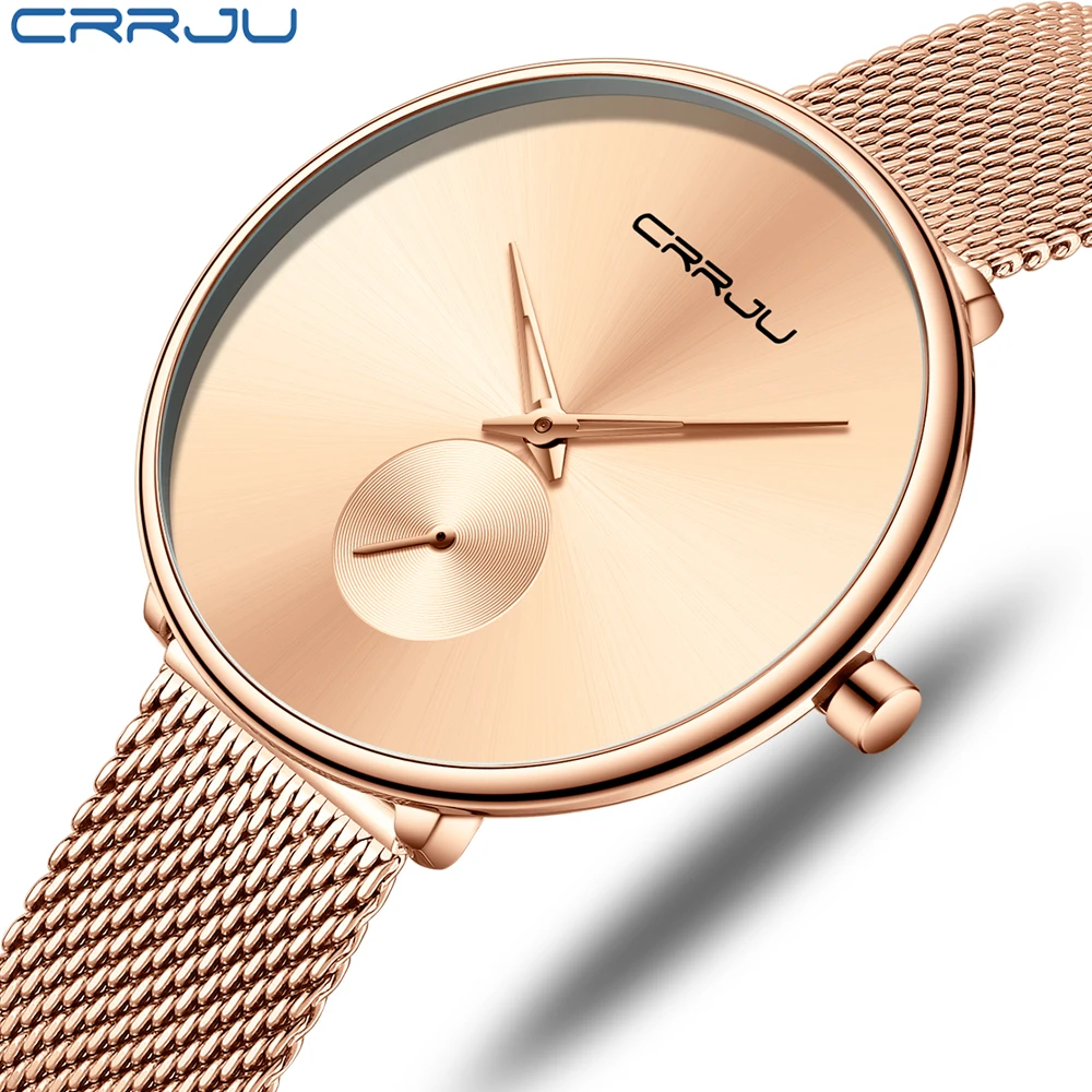 

CRRJU Reloj Mujer Luxury Brand Women's Watches Simple Fashion Rose Gold Bracelet Ladies Watch Women Watches Clock Montre Femme