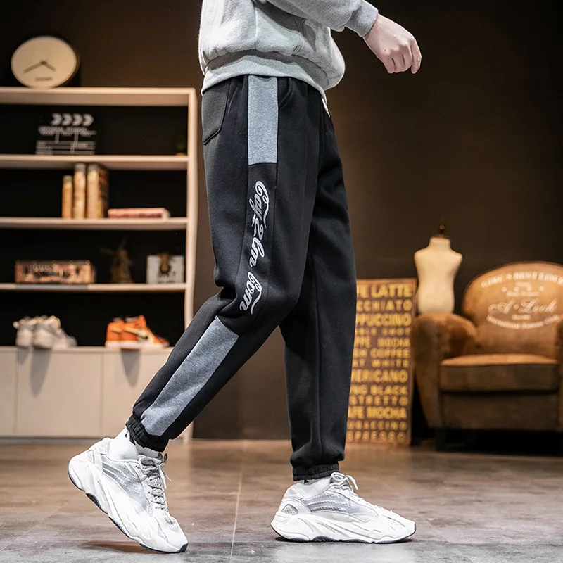 

Large Size Brushed And Thick Japanese-style Contrast Color Harem Pants Fitness Sports Sweatpants Large Size Trousers Casual Pant