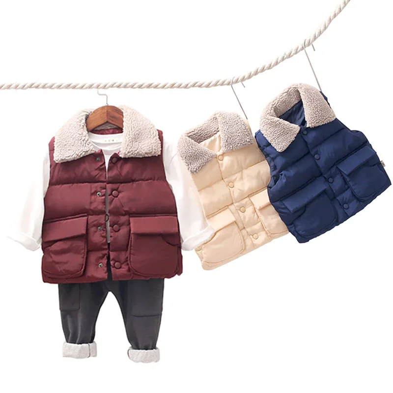 

Children lapel vest sleeveless toddler Girls Jacket Winter Autumn baby boys Waistcoats kids warm vests for girls Outerwear Coats
