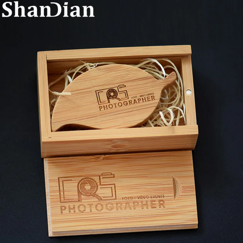 Usb-2.0 Flash-Drive Memory-Stick Wooden Wedding-Gifts Free-Logo SHANDIAN 128GB 16GB 4GB