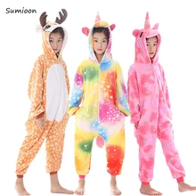 Kigurumi Onesie/Детские пижамы, пижамы с единорогом для мальчиков и девочек, зимние пижамы с животными, детская одежда для сна, Комбинезоны для подростков 4, 6, 8, 10 лет