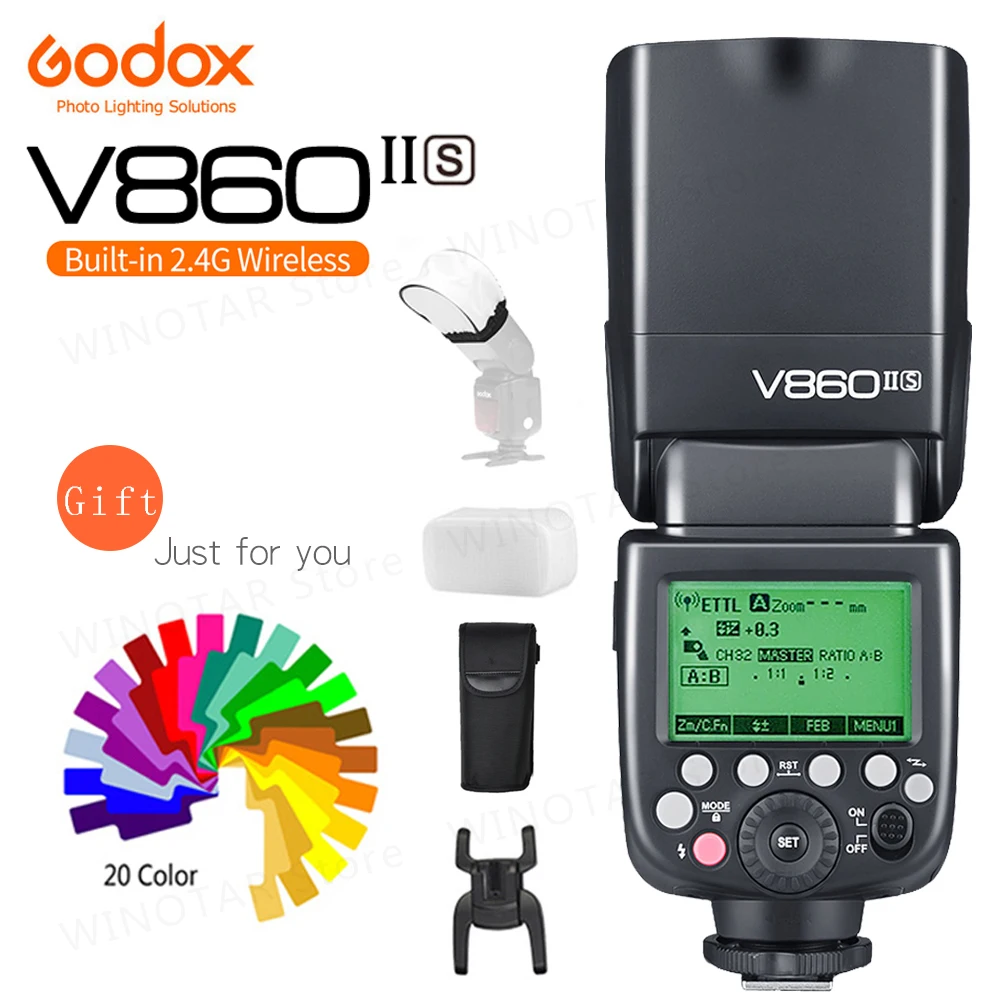 Godox Ving V860II V860II-S E-TTL фотокамер Speedlite HSS 1/8000 Li-Ion Батарея Вспышка для цифровой
