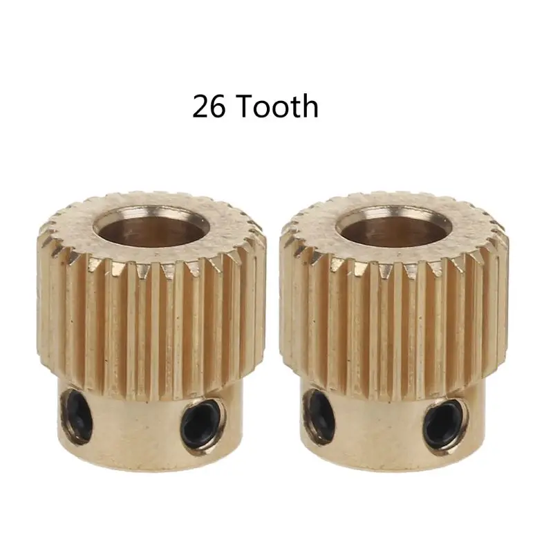 2 шт. Mk7 MK8 Экструзионная передача 26/40 зубья латунный привод подача передач экструзионное колесо для anet Ender CR-10 3D-принтер Extr - Цвет: 26 Tooth