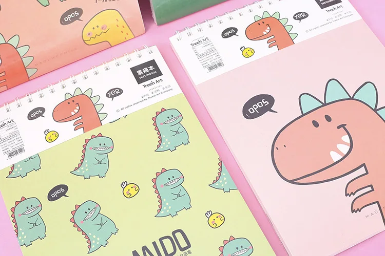 Милый мультфильм Динозавр Kawaii альбом для рисования A4 чистая бумага Блокнот 80P
