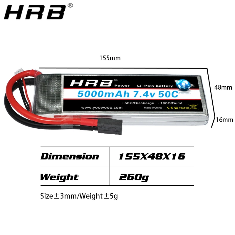 Литий полимерная батарея HRB 7 4 в 5000 мАч 2S Deans XT90 XT60 EC5 T штепсельная вилка S 50C RC
