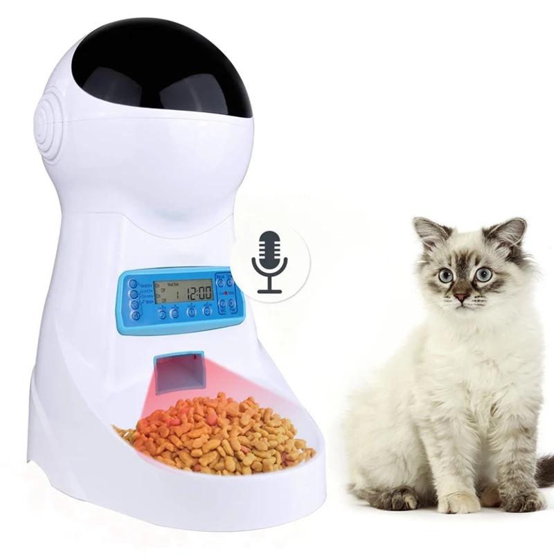 

3L Automatic Pet Food Feeder With Voice Recording Pets food Bowl For Medium Small Dog Cat LCD Screen Dispensers 4 times One Day