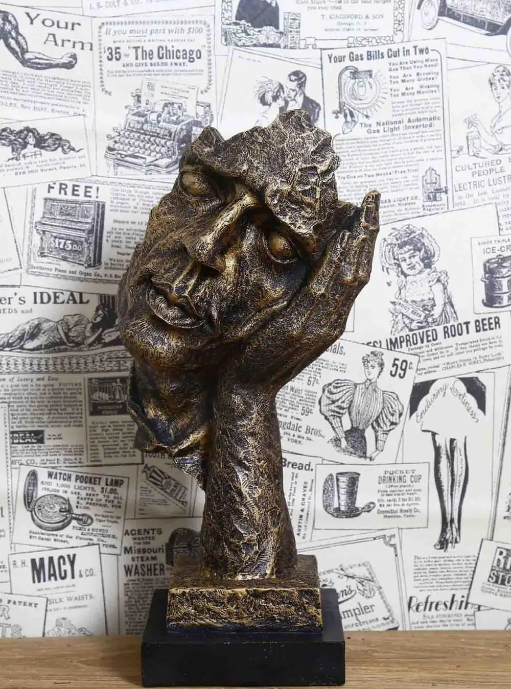 Bronze not listen Креативные статуи Thinker Ретро абстрактные персонажи Статуэтка не слушать/говорить/выглядеть миниатюрная скульптура Домашний Настольный подарок - Цвет: Bronze not listen