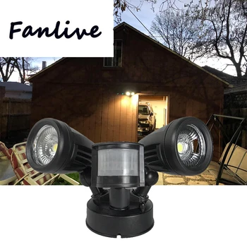 

10pcs Waterproof Outdoor 2 Head With Motion Sensor Wall Garden Spot Reflector Exterior Security Foco Lamp 220v Led Flood Light